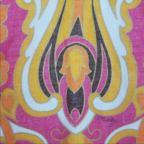 Milly of NY | Vintage Paisley Print Pink Gold Lace Dress - Picture 5 of 8